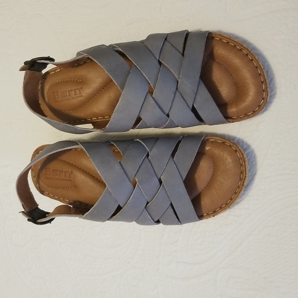 Born Women's Laila Comfort Woven Leather Cork Wedge Sandals Size 8